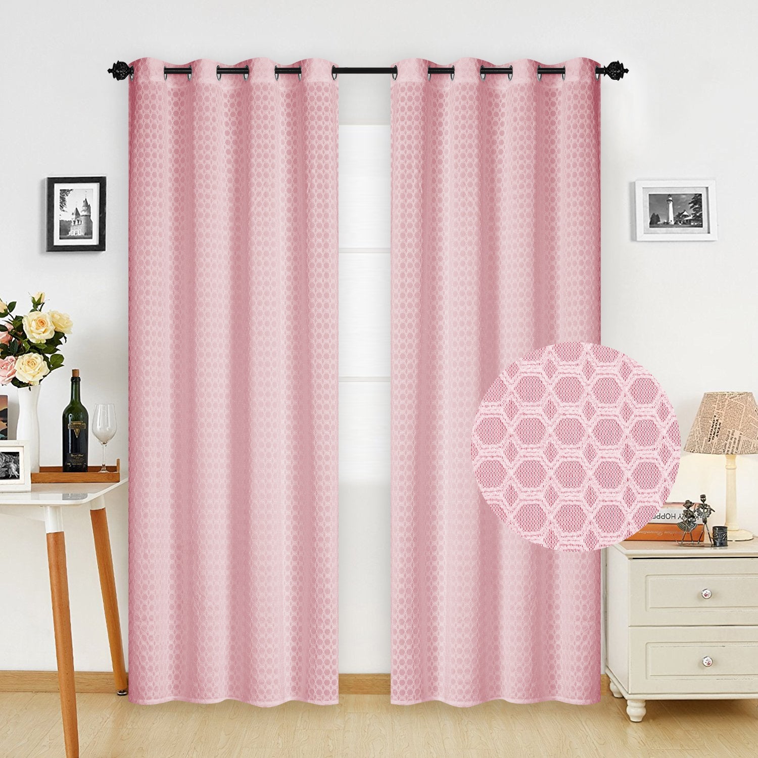 Imagen de cortina Cortina Visillo Salón Translucida Tamaño 140x260cm 1 Pieza en color Rosa de Meishida